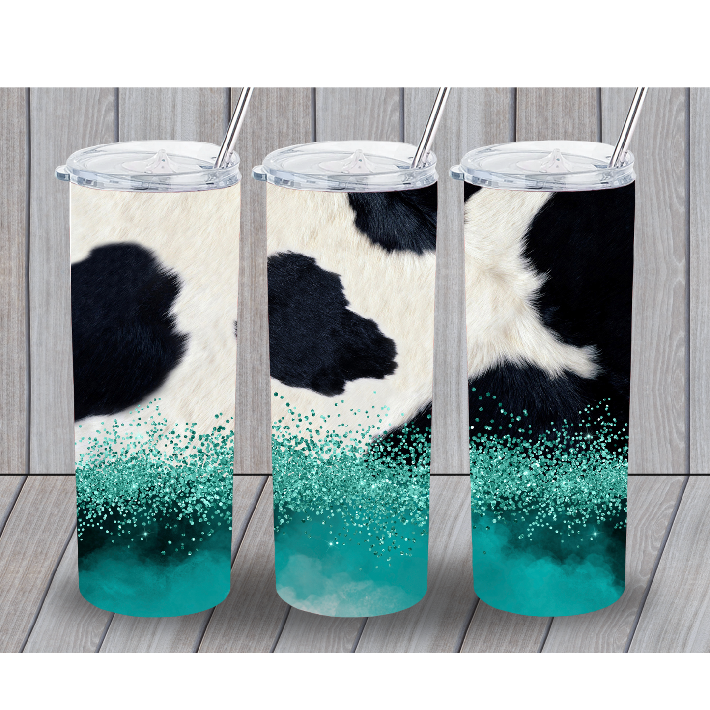 Cow Print with Blue Diamonds 20oz Tumbler