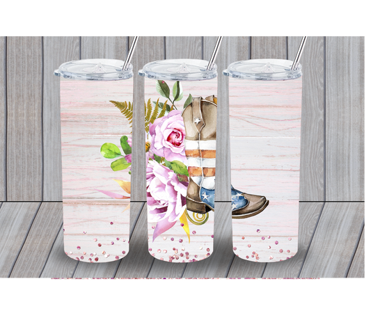 Cowgirl Boots and Flowers 20oz Tumbler