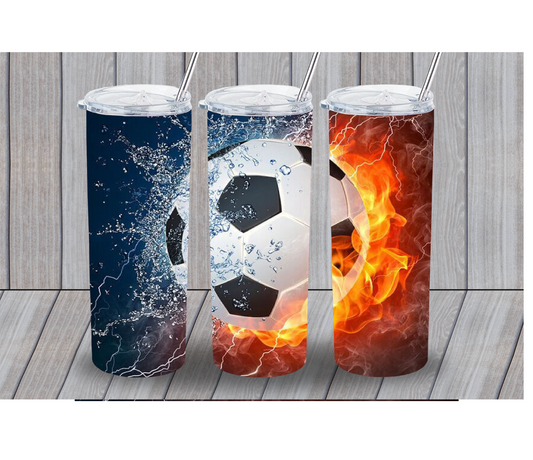 Soccer Ball with Flames 20oz Tumbler