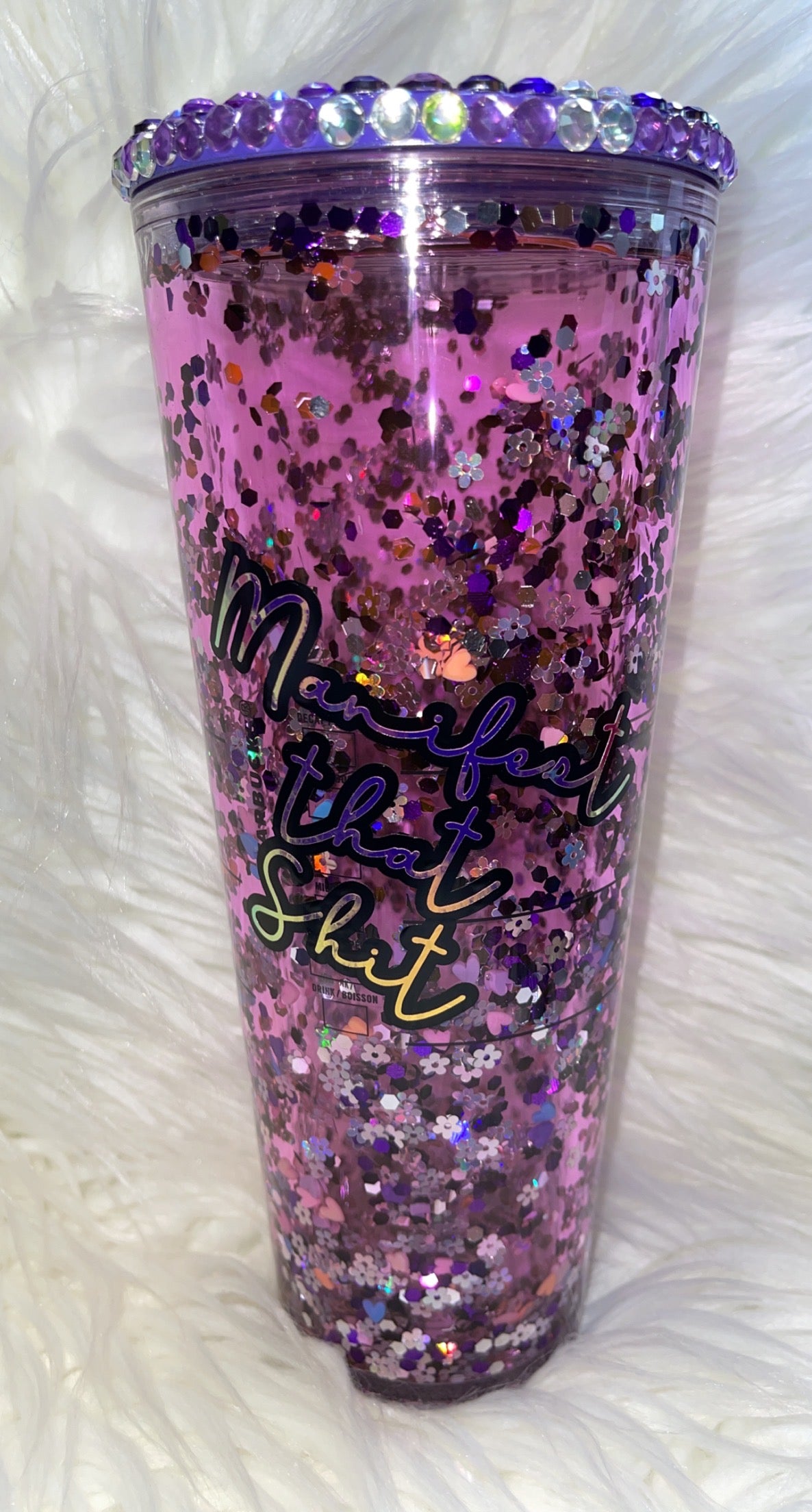 Manifest That Shhhh Bling Snow Globe Tumbler