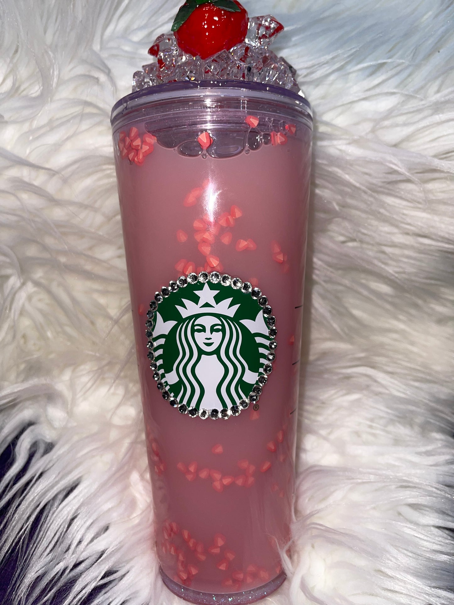 Pink Drink Starbucks Inspired Cup with Ice Topping