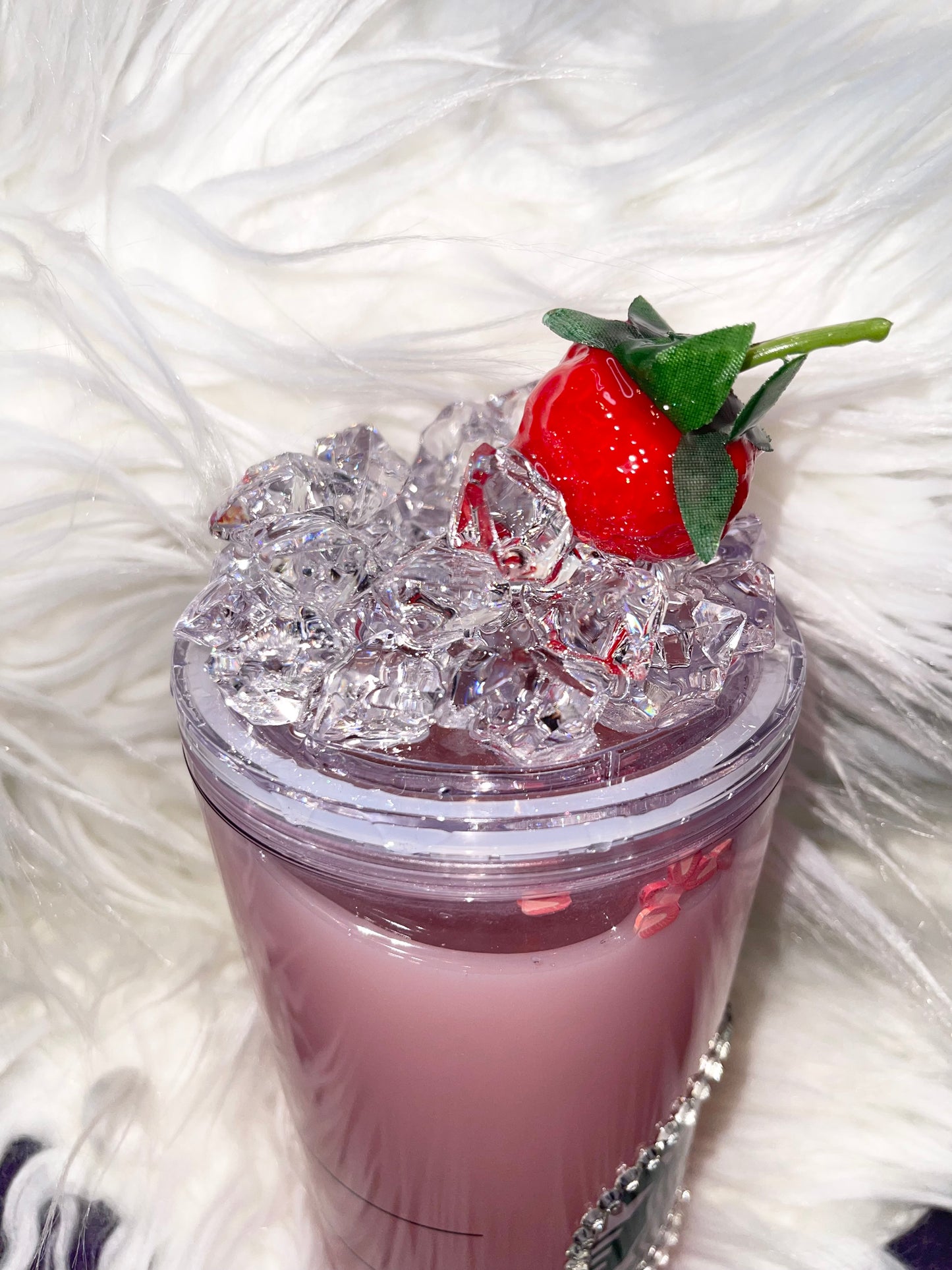 Pink Drink Starbucks Inspired Cup with Ice Topping